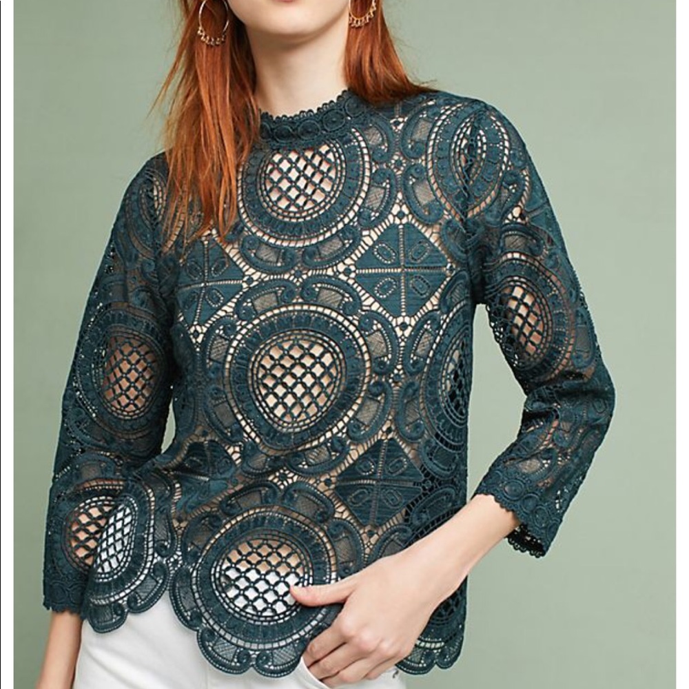 Anthropology lace medallion top